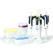 Brand Otomatik Dörtlü Pipet Seti 10-100ul,0,1-1 ml, 0,5-5 ml, 1-10 ml pipetler, askıları ve kutulu uçları ile komple